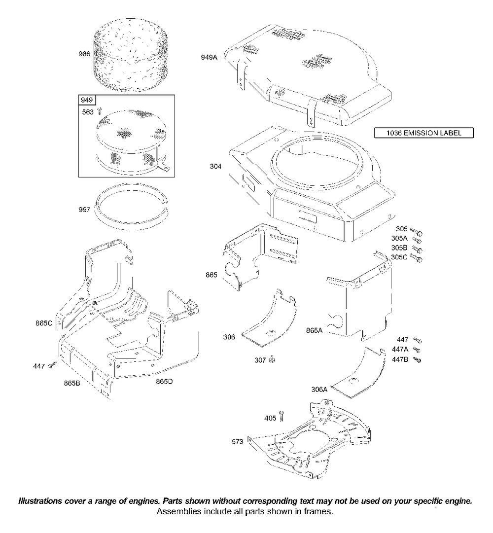 Blower Housing Diagram and Parts List for 42D707-1834-XX  Briggs and Stratton Engine